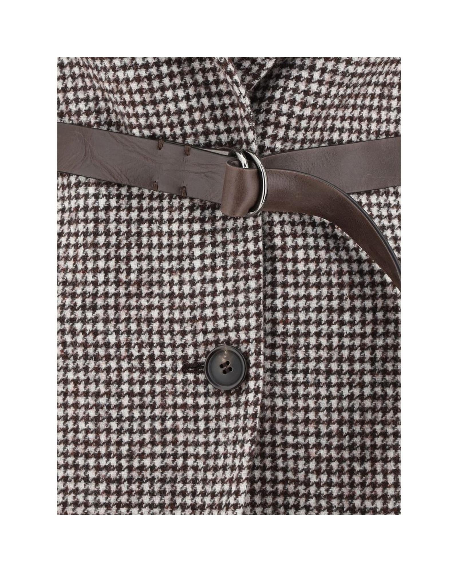 Brunello Cucinelli Houndstooth Belted Blazer Women Brown Jackets & Coats