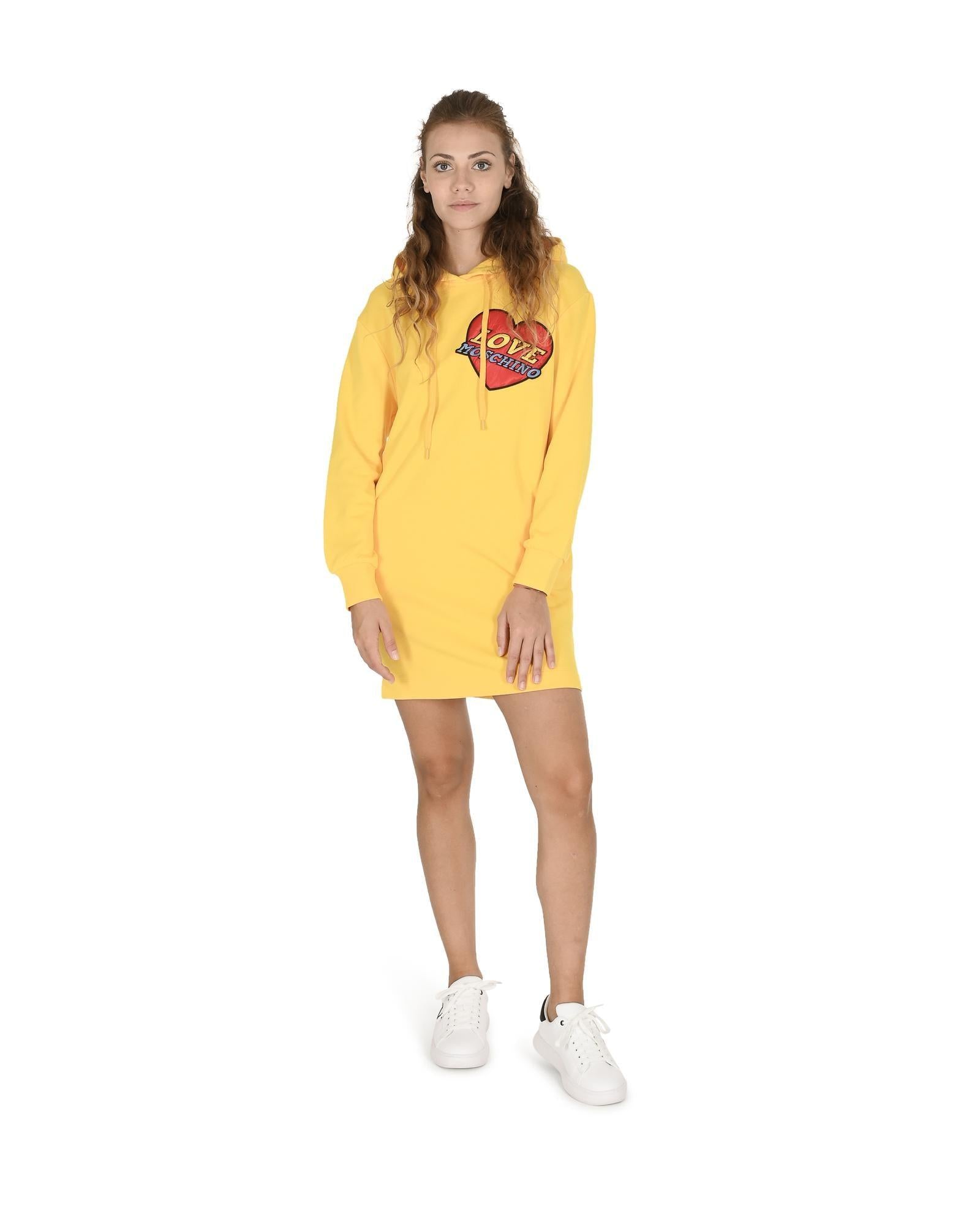 Moschino Hooded Sweatshirt Dress with Graphic Detail Casual Style Women Yellow Clothing