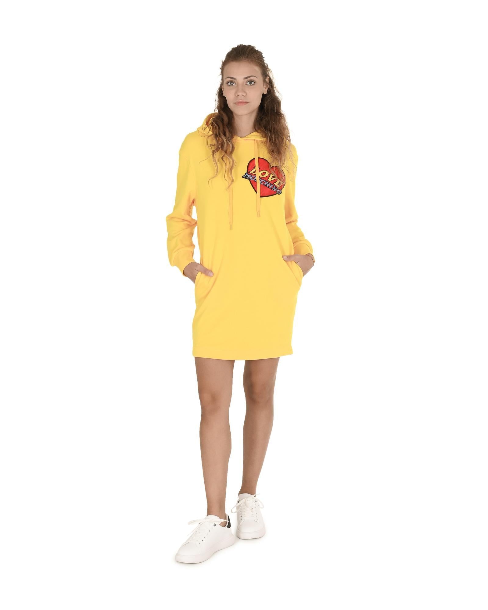 Moschino Hooded Sweatshirt Dress with Graphic Detail Casual Style Women Yellow Clothing