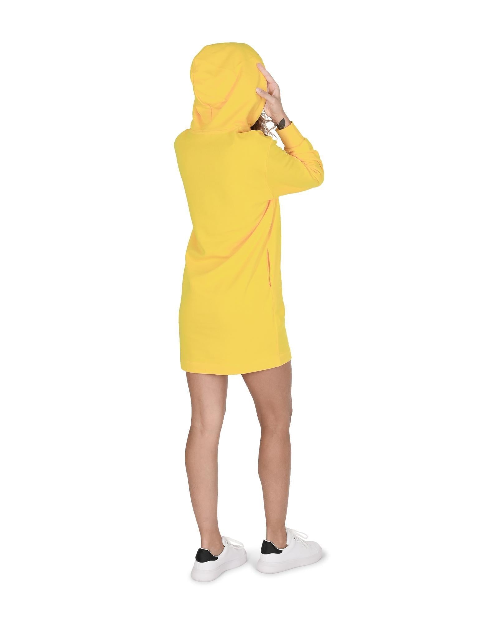 Moschino Hooded Sweatshirt Dress with Graphic Detail Casual Style Women Yellow Clothing