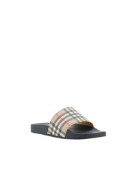 Burberry Check Pattern Slides Men Brown Sandals