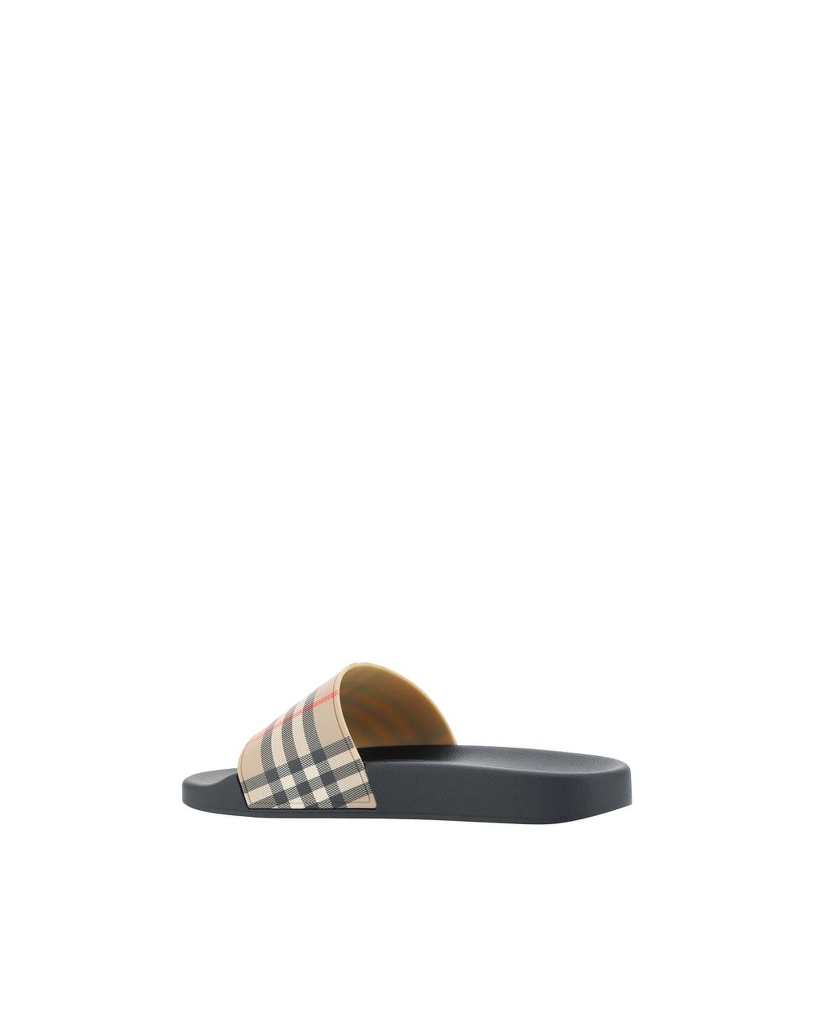 Burberry Check Pattern Slides Men Brown Sandals