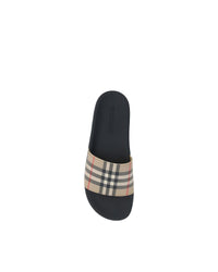 Burberry Check Pattern Slides Men Brown Sandals