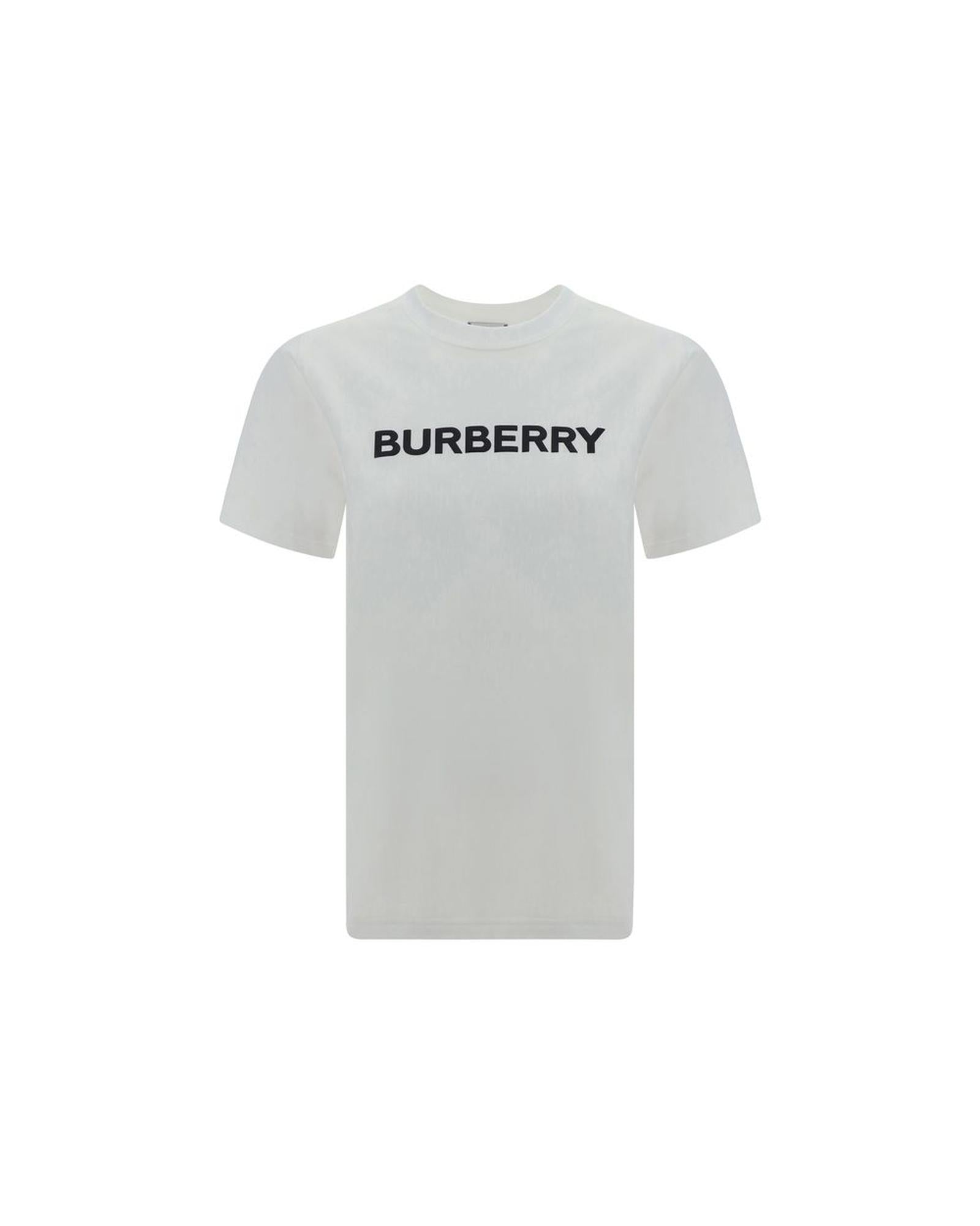 Burberry Logo TShirt Short Sleeves Women White Tops 4 White