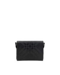 Burberry Embossed Leather Crossbody Bag Men Black Shoulder Bags ONE SIZE Black