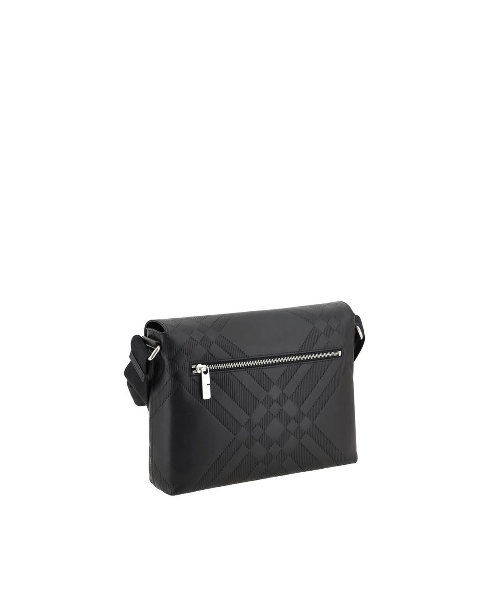Burberry Embossed Leather Crossbody Bag Men Black Shoulder Bags