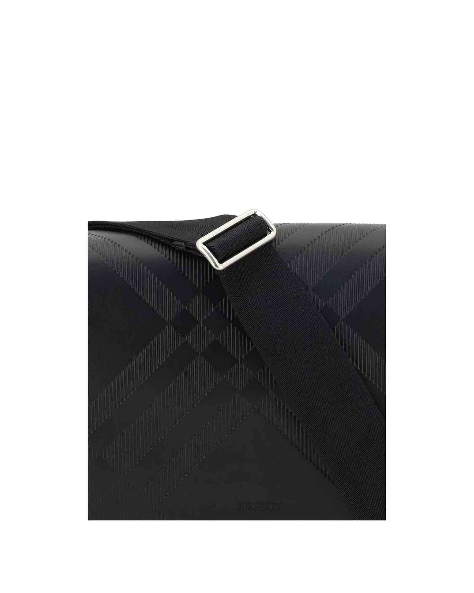 Burberry Embossed Leather Crossbody Bag Men Black Shoulder Bags