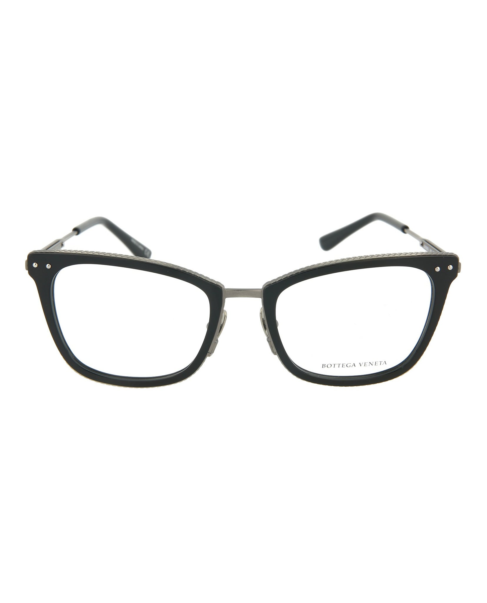 Bottega Veneta Bottega Veneta Womens Square/Rectangle Black Silver Transparent Fashion Designer Eyewear