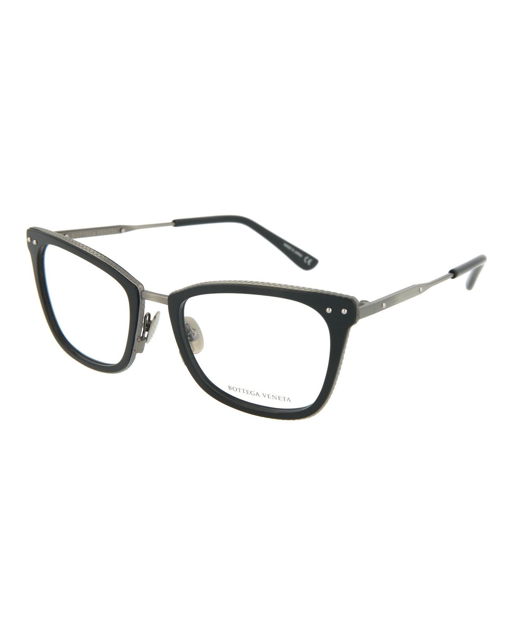 Bottega Veneta Bottega Veneta Womens Square/Rectangle Black Silver Transparent Fashion Designer Eyewear