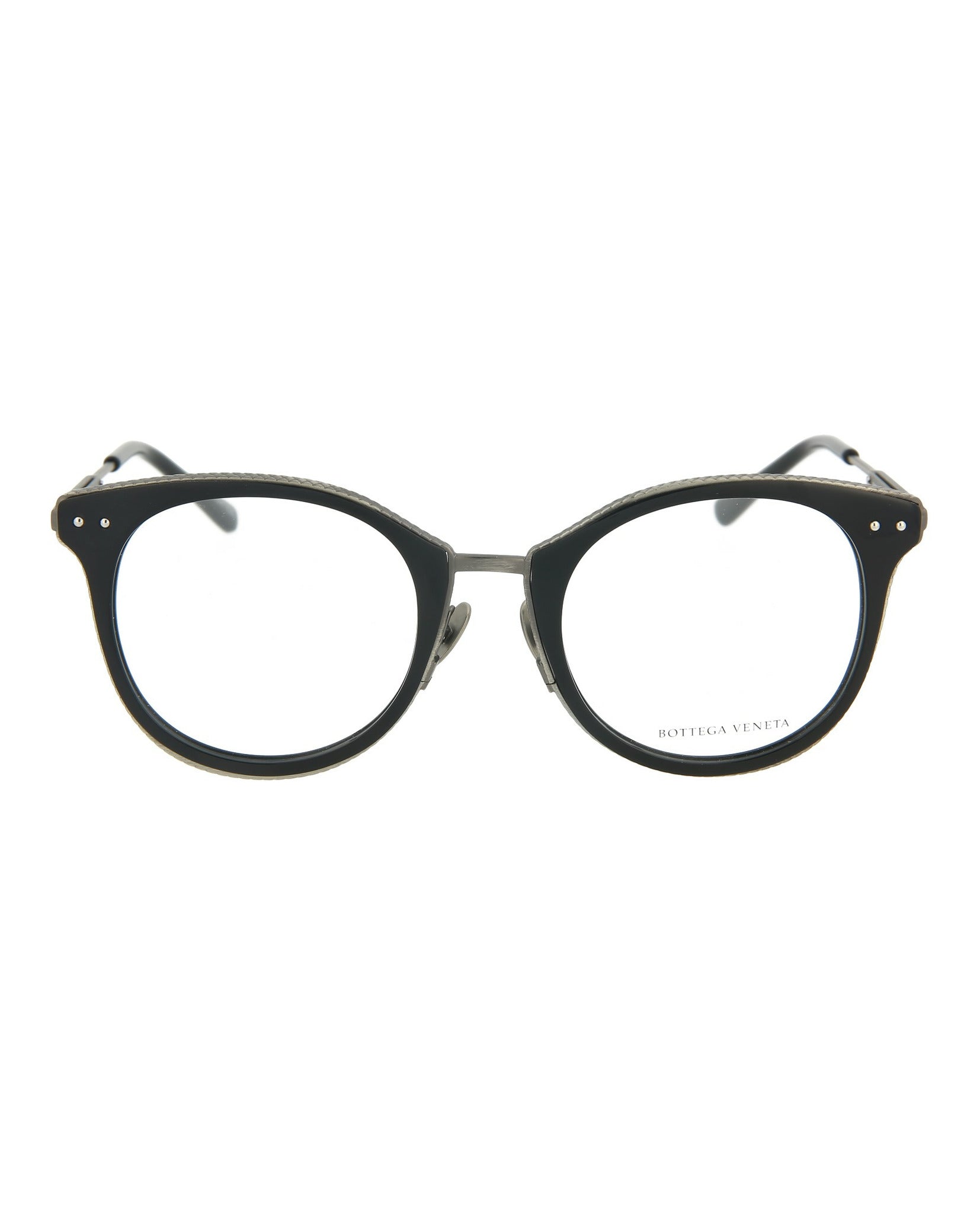 Bottega Veneta Bottega Veneta Womens Round/Oval Black Silver Transparent Fashion Designer Eyewear