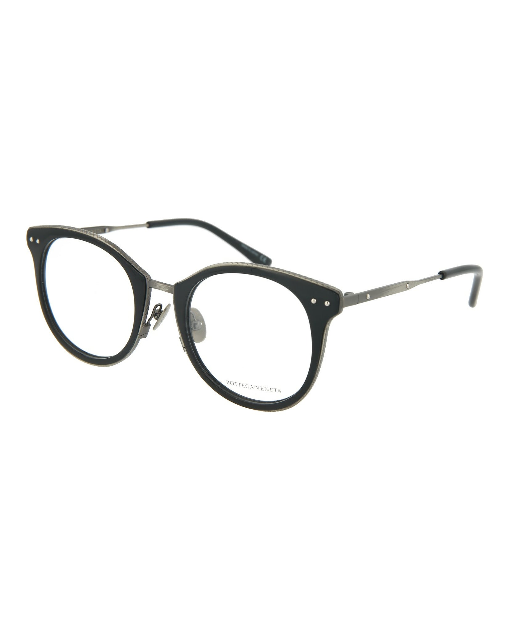 Bottega Veneta Bottega Veneta Womens Round/Oval Black Silver Transparent Fashion Designer Eyewear