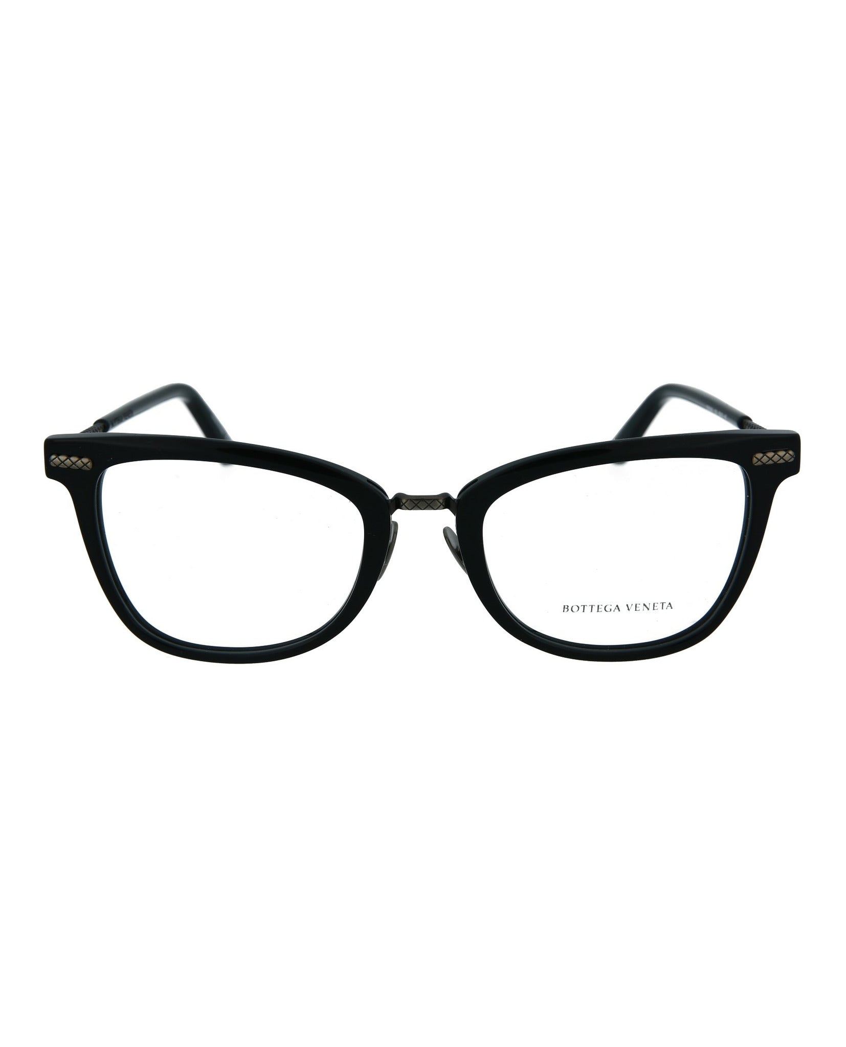 Bottega Veneta Bottega Veneta Womens Square/Rectangle Black Silver Transparent Fashion Designer Eyewear