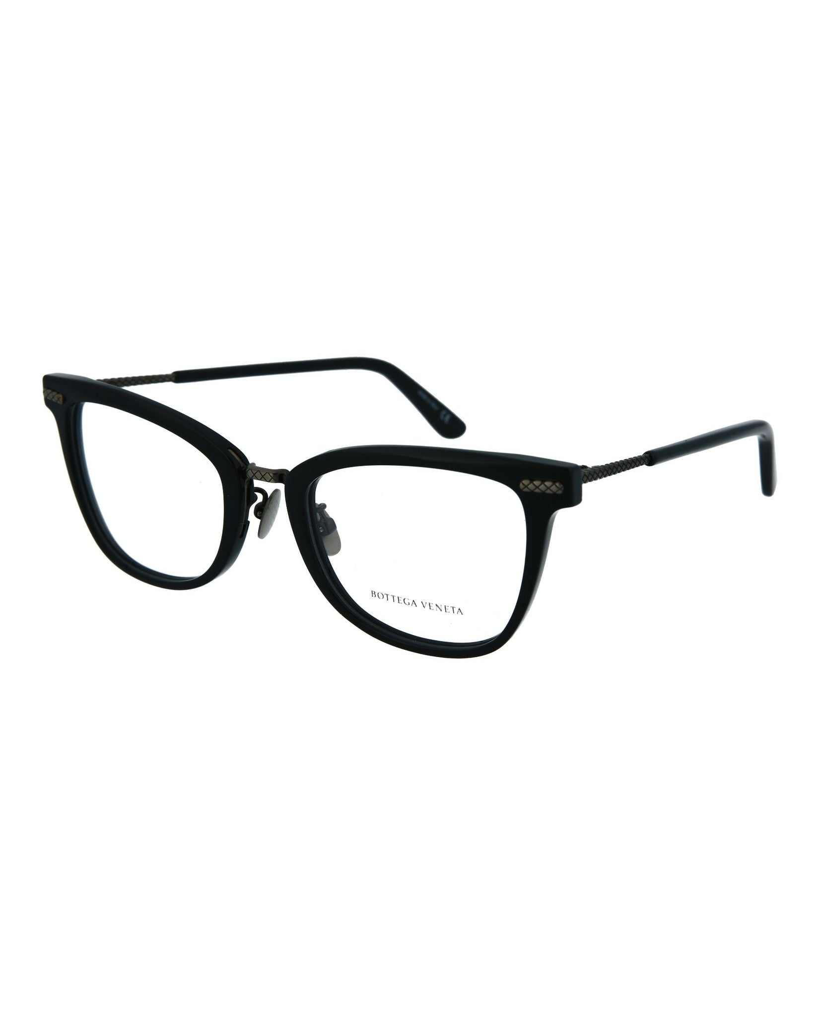 Bottega Veneta Bottega Veneta Womens Square/Rectangle Black Silver Transparent Fashion Designer Eyewear