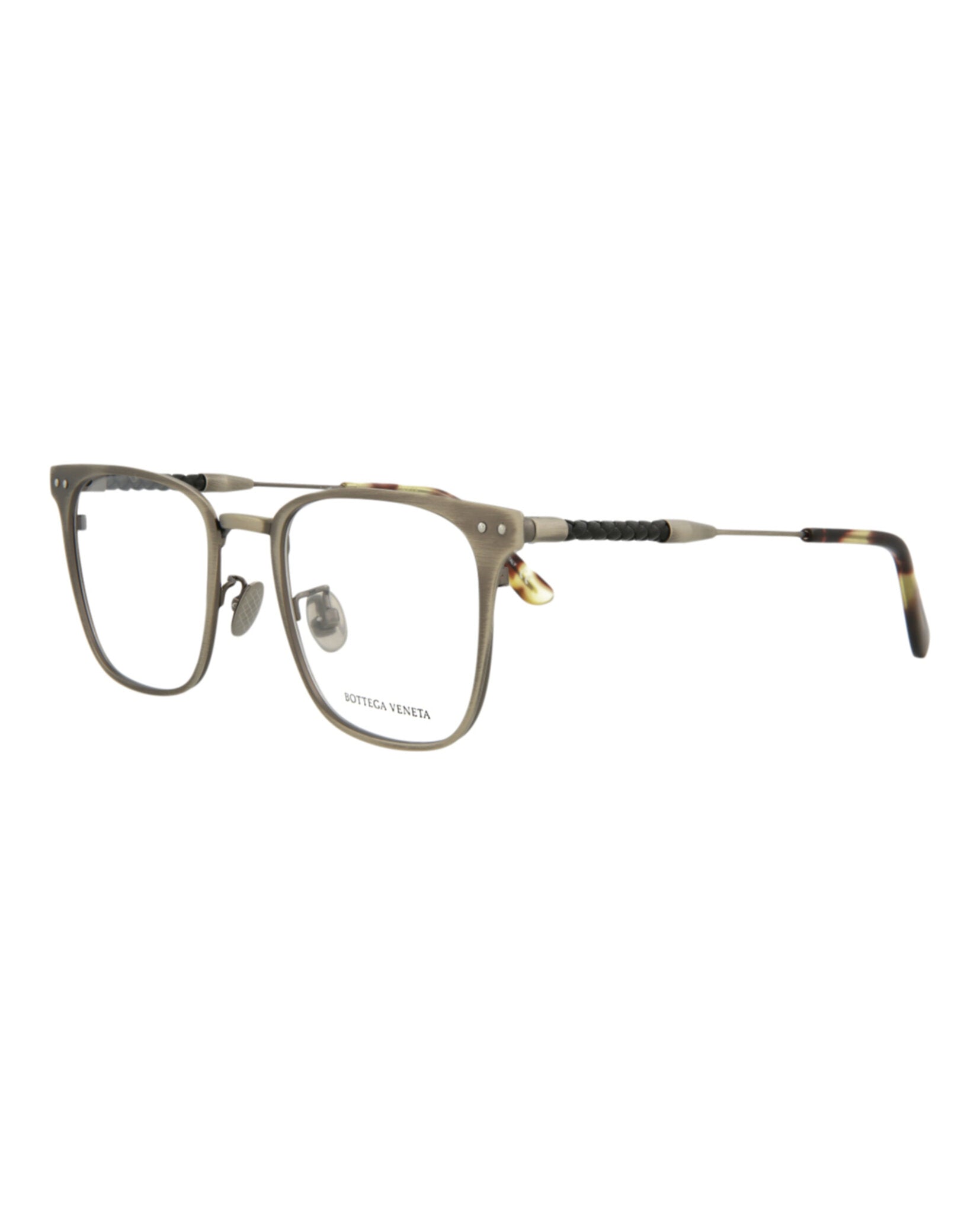 Bottega Veneta Bottega Veneta Mens Square/Rectangle Silver Silver Transparent Fashion Designer Eyewear