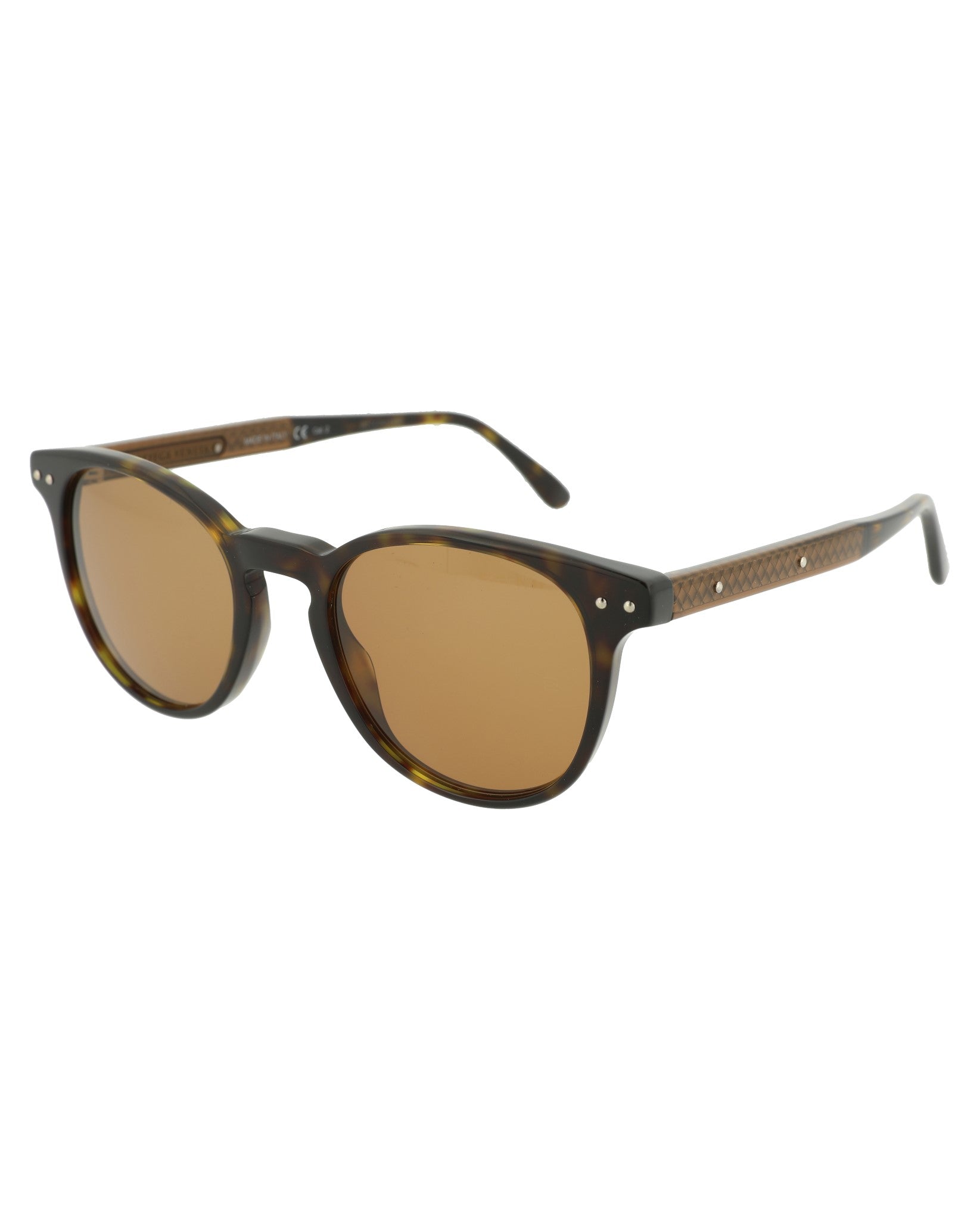 Bottega Veneta Mens Round/Oval Shiny Dark Havana Fashion Designer Eyewear
