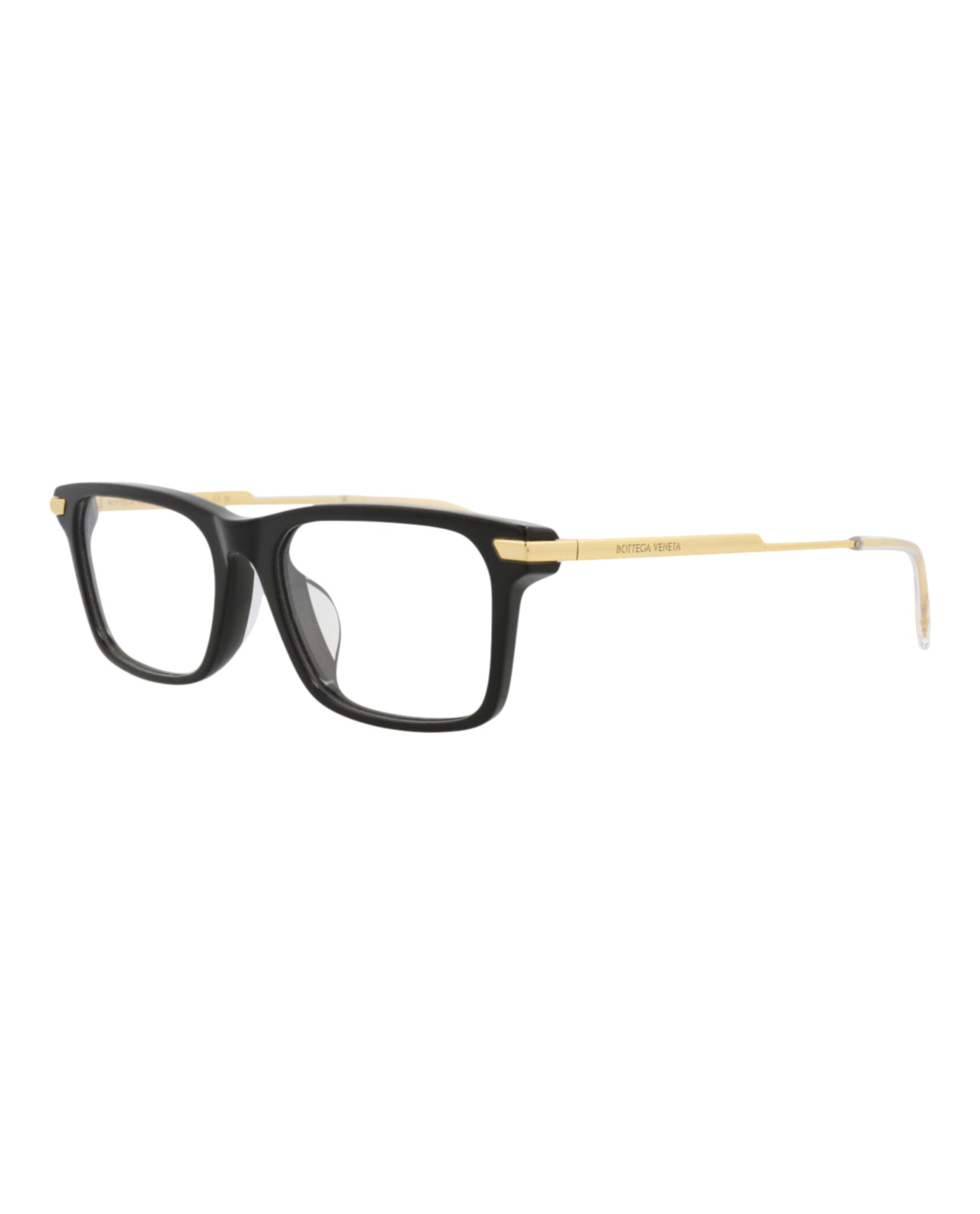 Bottega Veneta Bottega Veneta Mens Square/Rectangle Black Gold Transparent Fashion Designer Eyewear