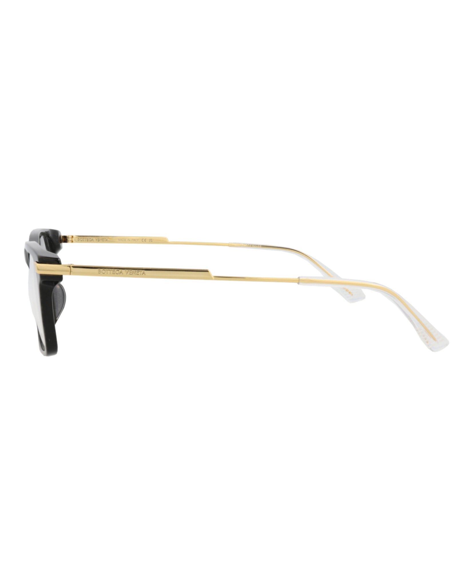 Bottega Veneta Bottega Veneta Mens Square/Rectangle Black Gold Transparent Fashion Designer Eyewear