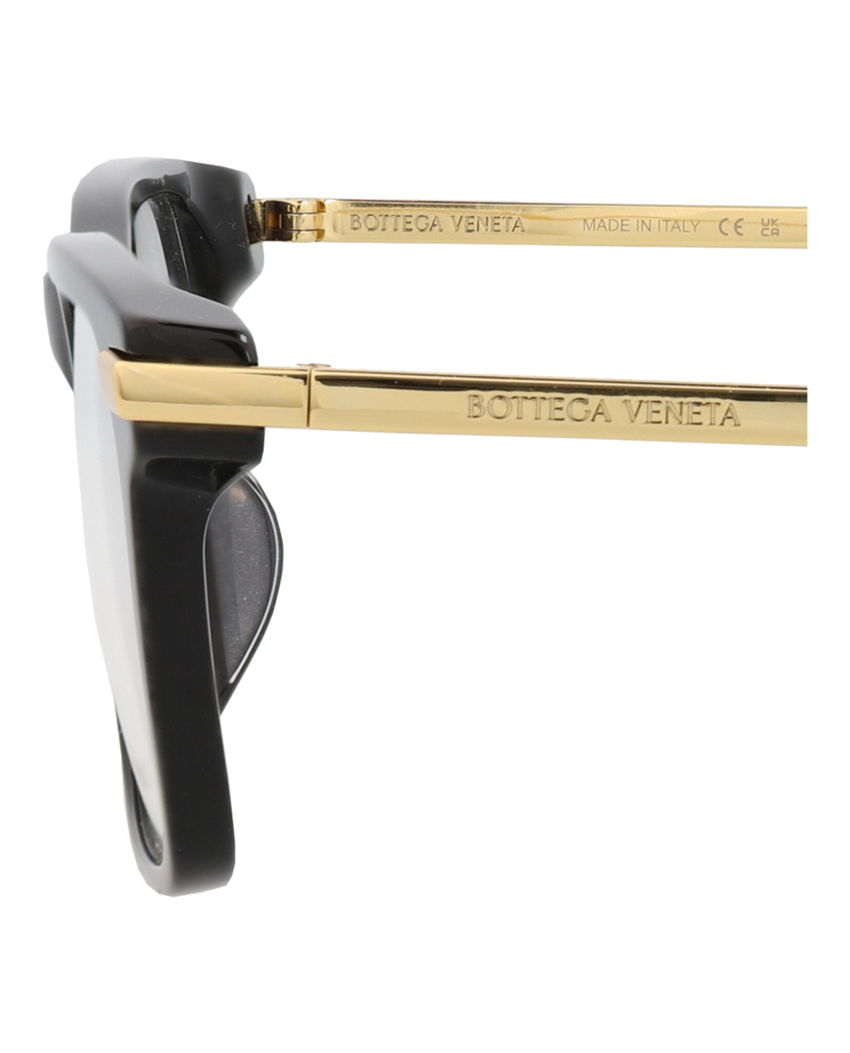 Bottega Veneta Bottega Veneta Mens Square/Rectangle Black Gold Transparent Fashion Designer Eyewear