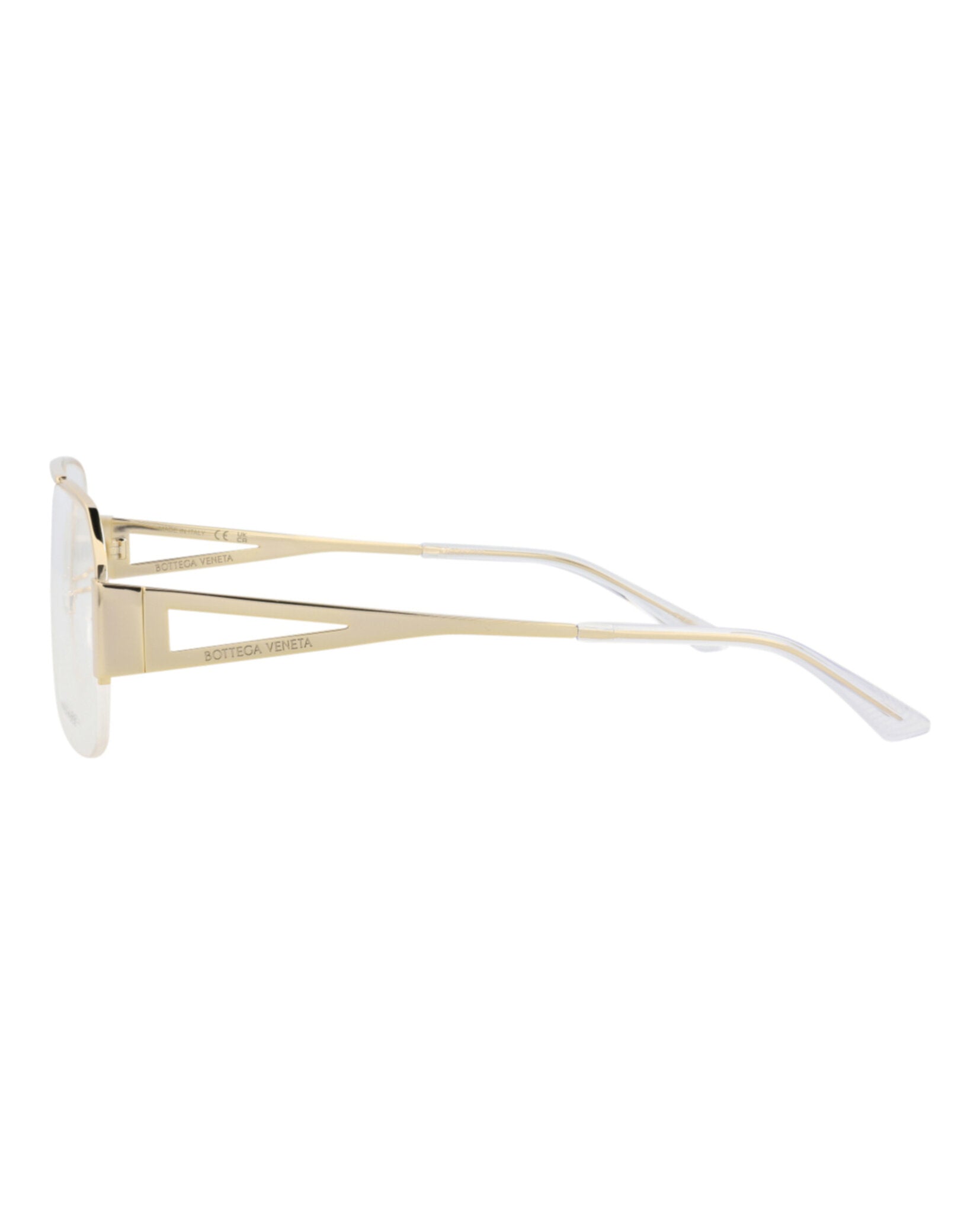 Bottega Veneta Bottega Veneta Womens Aviator Gold Gold Transparent Fashion Designer Eyewear
