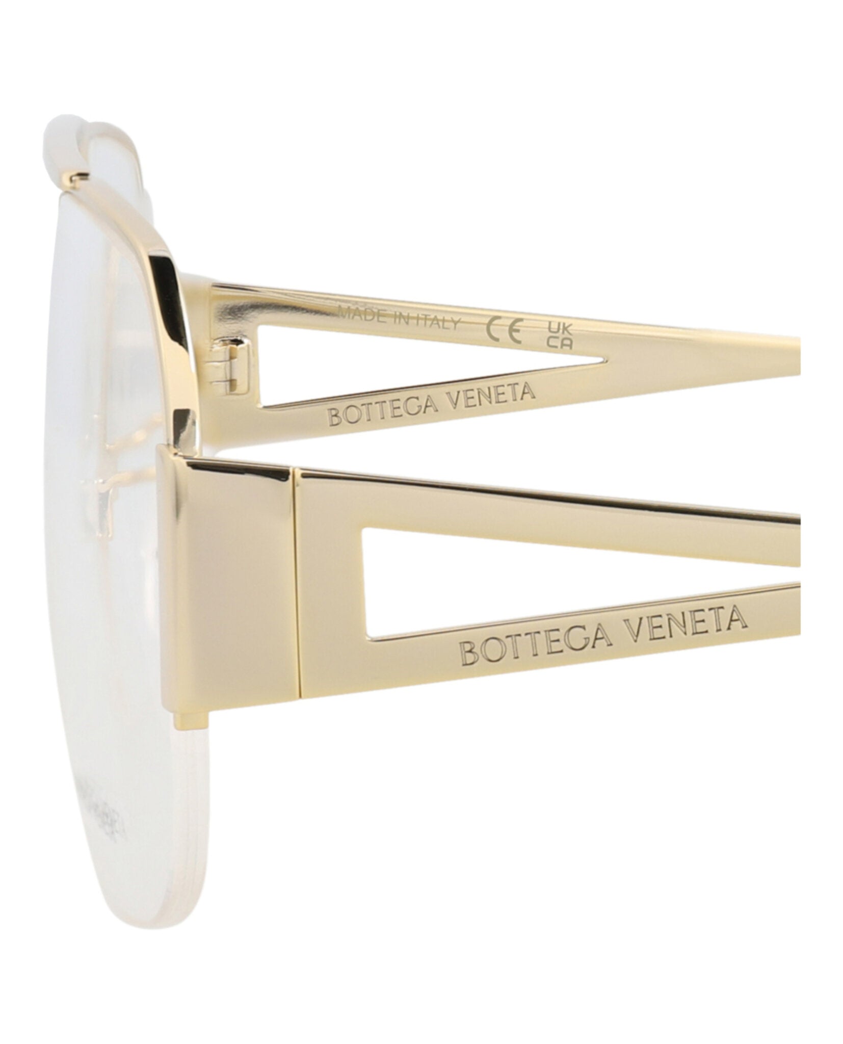 Bottega Veneta Bottega Veneta Womens Aviator Gold Gold Transparent Fashion Designer Eyewear