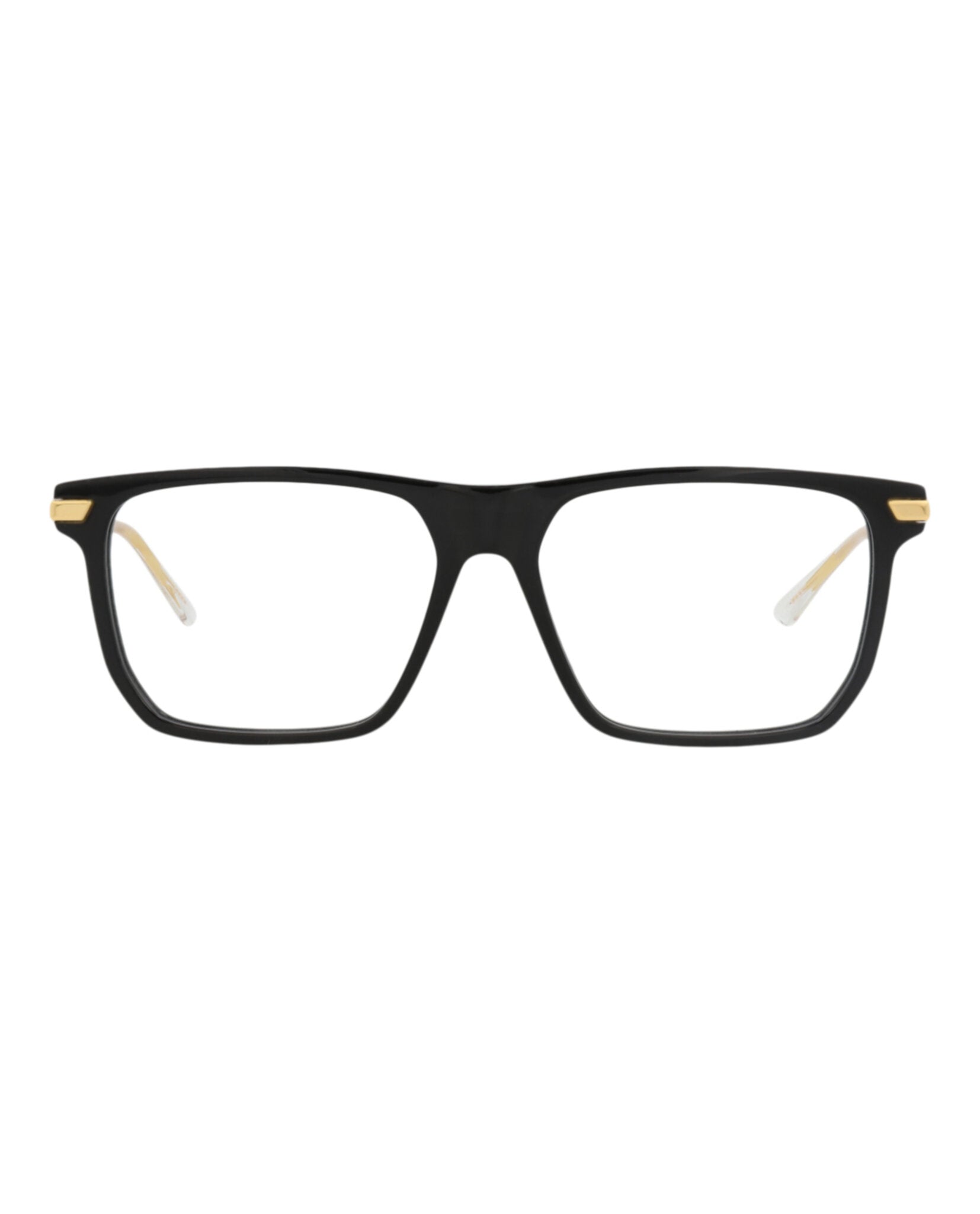 Bottega Veneta Bottega Veneta Mens Square/Rectangle Black Gold Transparent Fashion Designer Eyewear