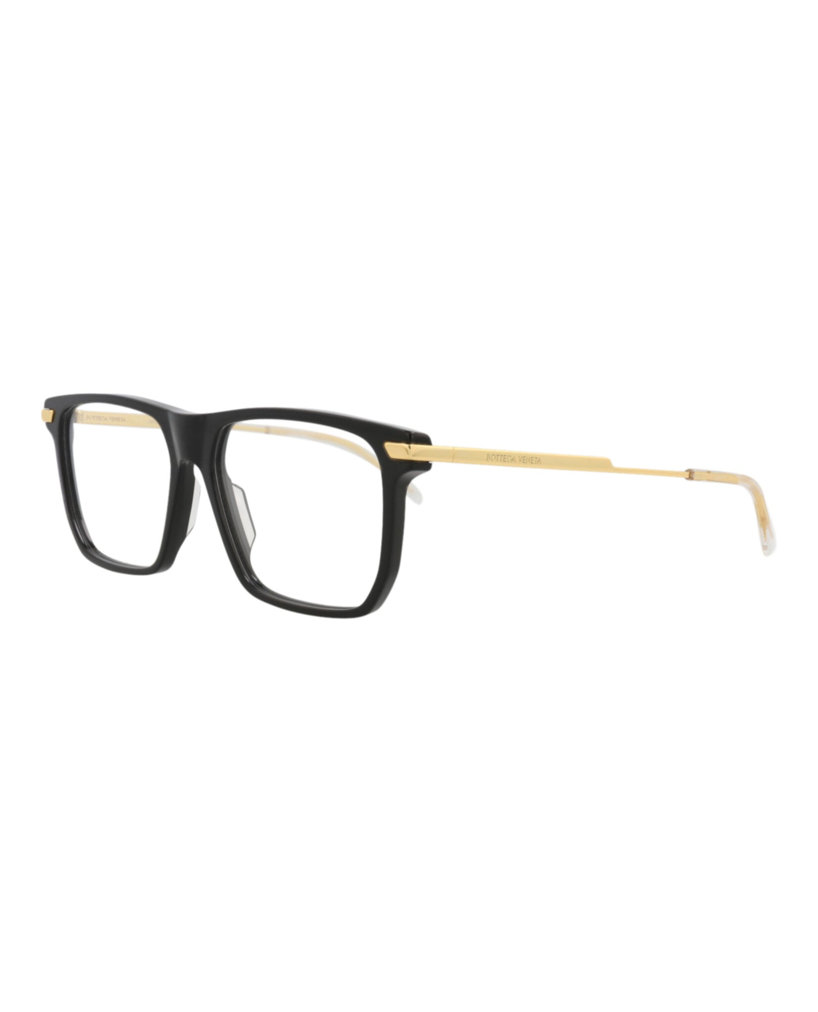Bottega Veneta Bottega Veneta Mens Square/Rectangle Black Gold Transparent Fashion Designer Eyewear