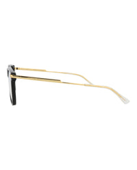 Bottega Veneta Bottega Veneta Mens Square/Rectangle Black Gold Transparent Fashion Designer Eyewear