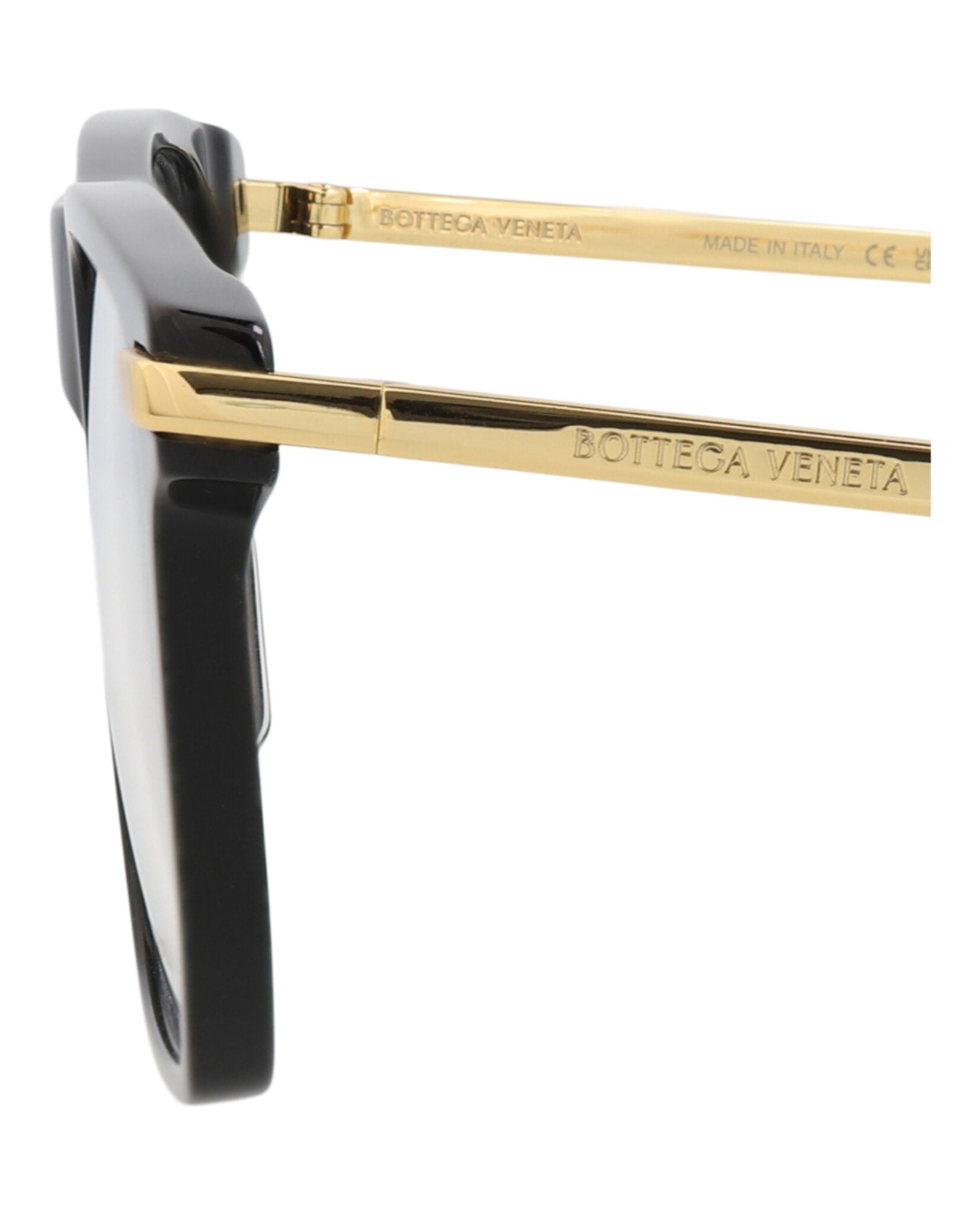 Bottega Veneta Bottega Veneta Mens Square/Rectangle Black Gold Transparent Fashion Designer Eyewear