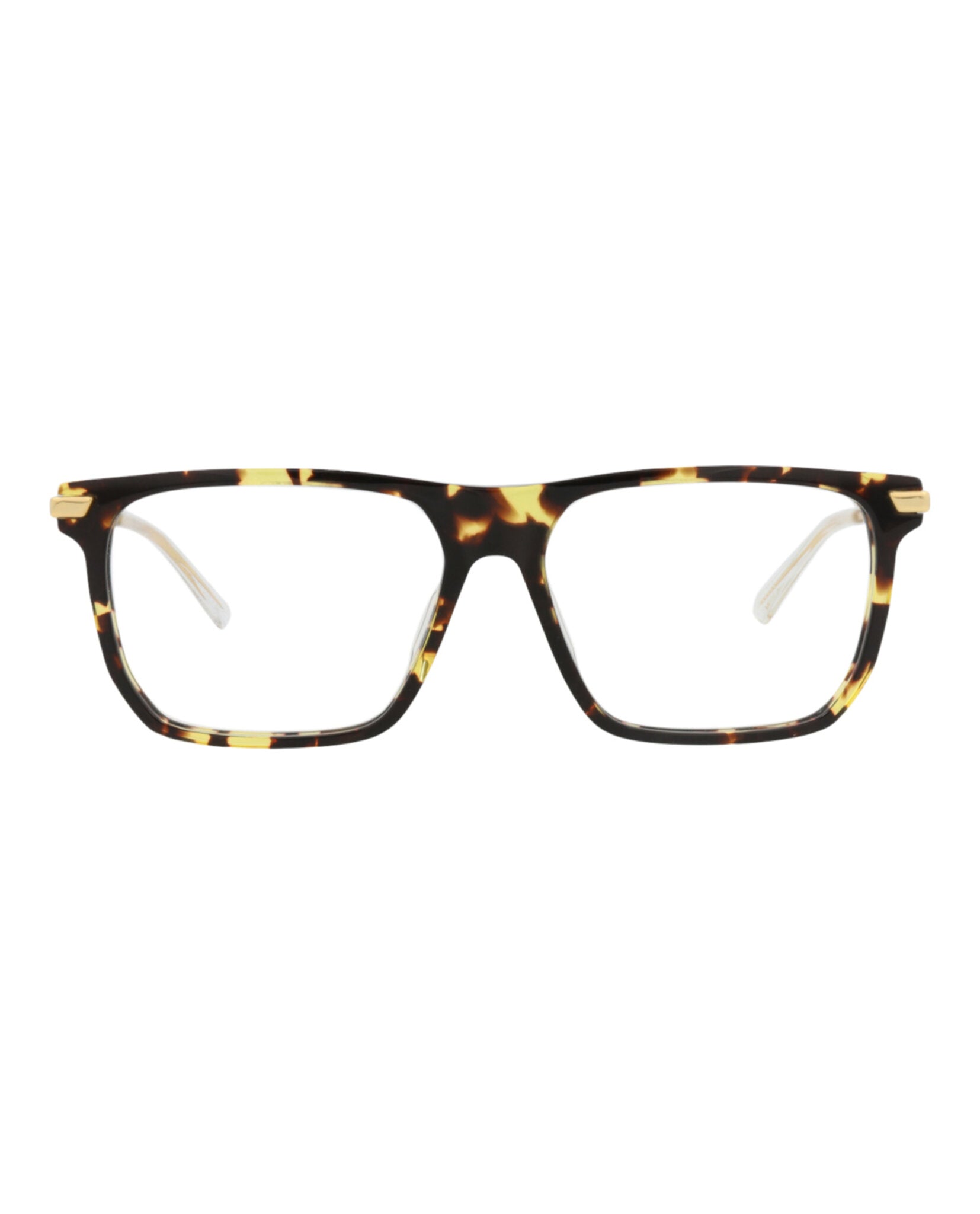 Bottega Veneta Bottega Veneta Mens Square/Rectangle Havana Gold Transparent Fashion Designer Eyewear