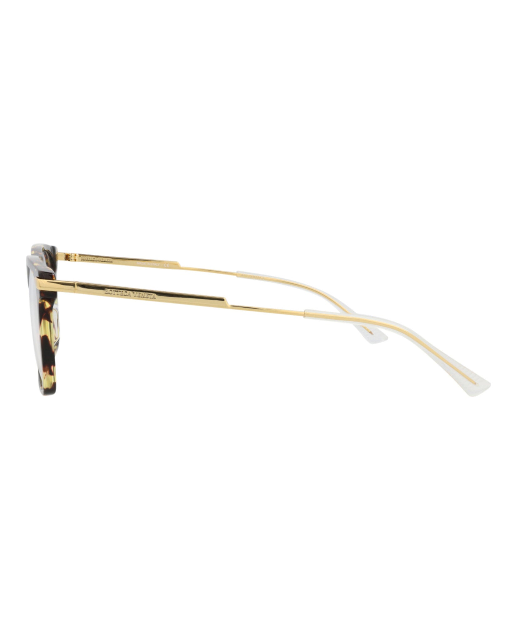 Bottega Veneta Bottega Veneta Mens Square/Rectangle Havana Gold Transparent Fashion Designer Eyewear