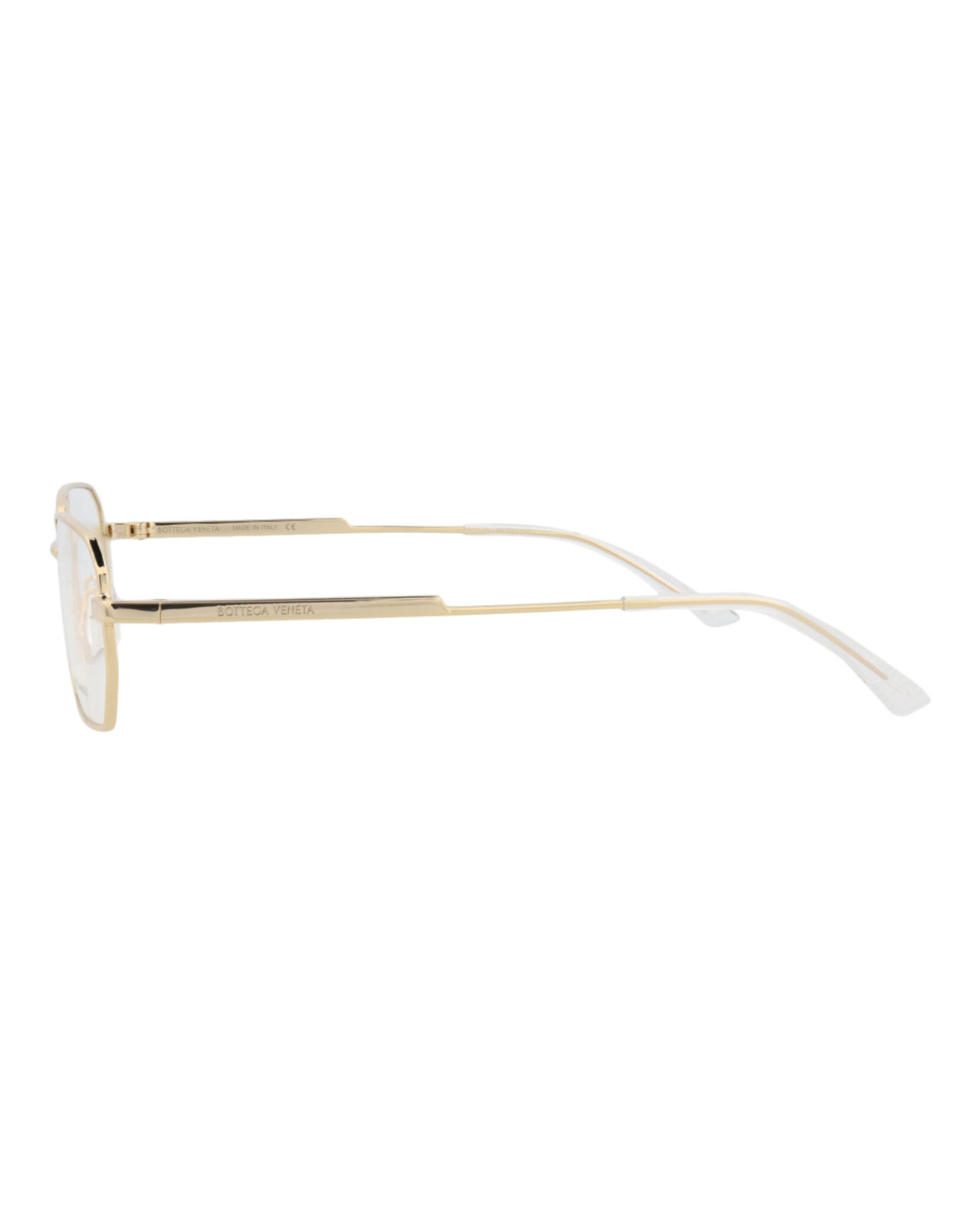 Bottega Veneta Bottega Veneta Unisex Square/Rectangle Gold Gold Transparent Fashion Designer Eyewear