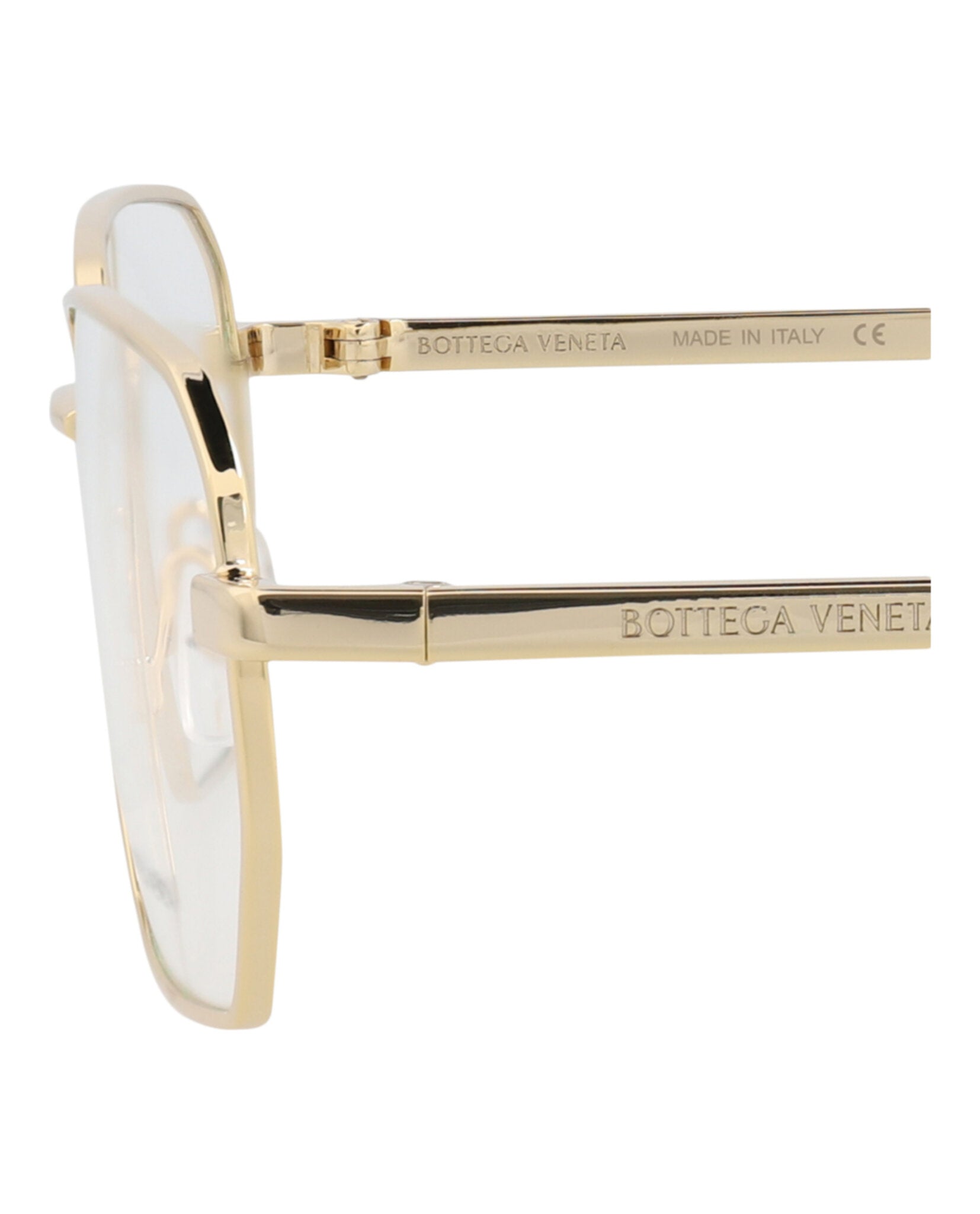 Bottega Veneta Bottega Veneta Unisex Square/Rectangle Gold Gold Transparent Fashion Designer Eyewear