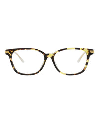 Bottega Veneta Bottega Veneta Womens Square/Rectangle Havana Gold Transparent Fashion Designer Eyewear