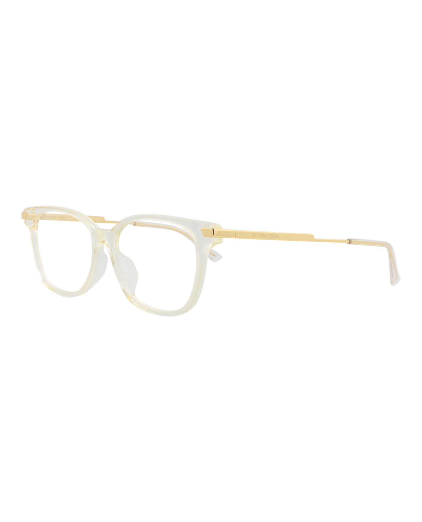 Bottega Veneta Bottega Veneta Womens Square/Rectangle Beige Gold Transparent Fashion Designer Eyewear