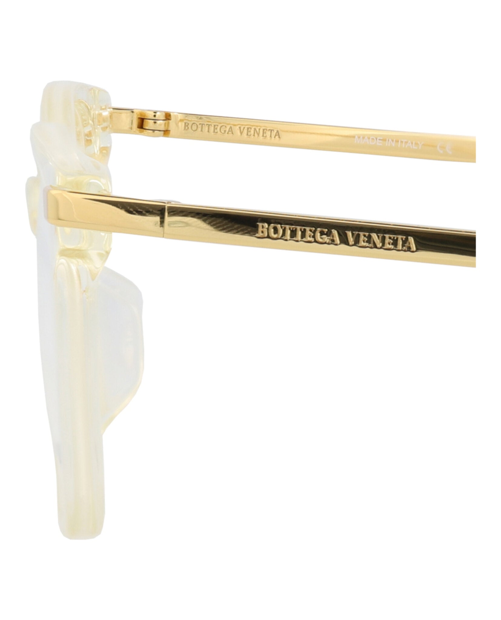 Bottega Veneta Bottega Veneta Womens Square/Rectangle Beige Gold Transparent Fashion Designer Eyewear
