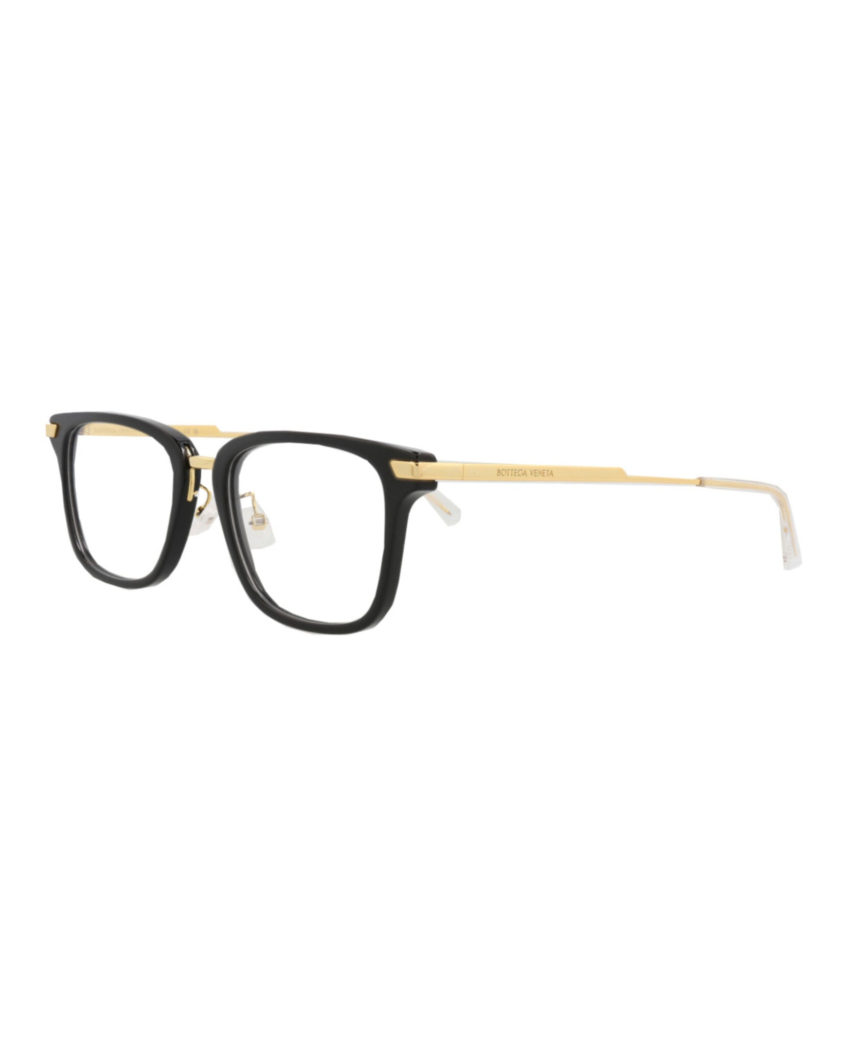 Bottega Veneta Bottega Veneta Unisex Square/Rectangle Black Gold Transparent Fashion Designer Eyewear