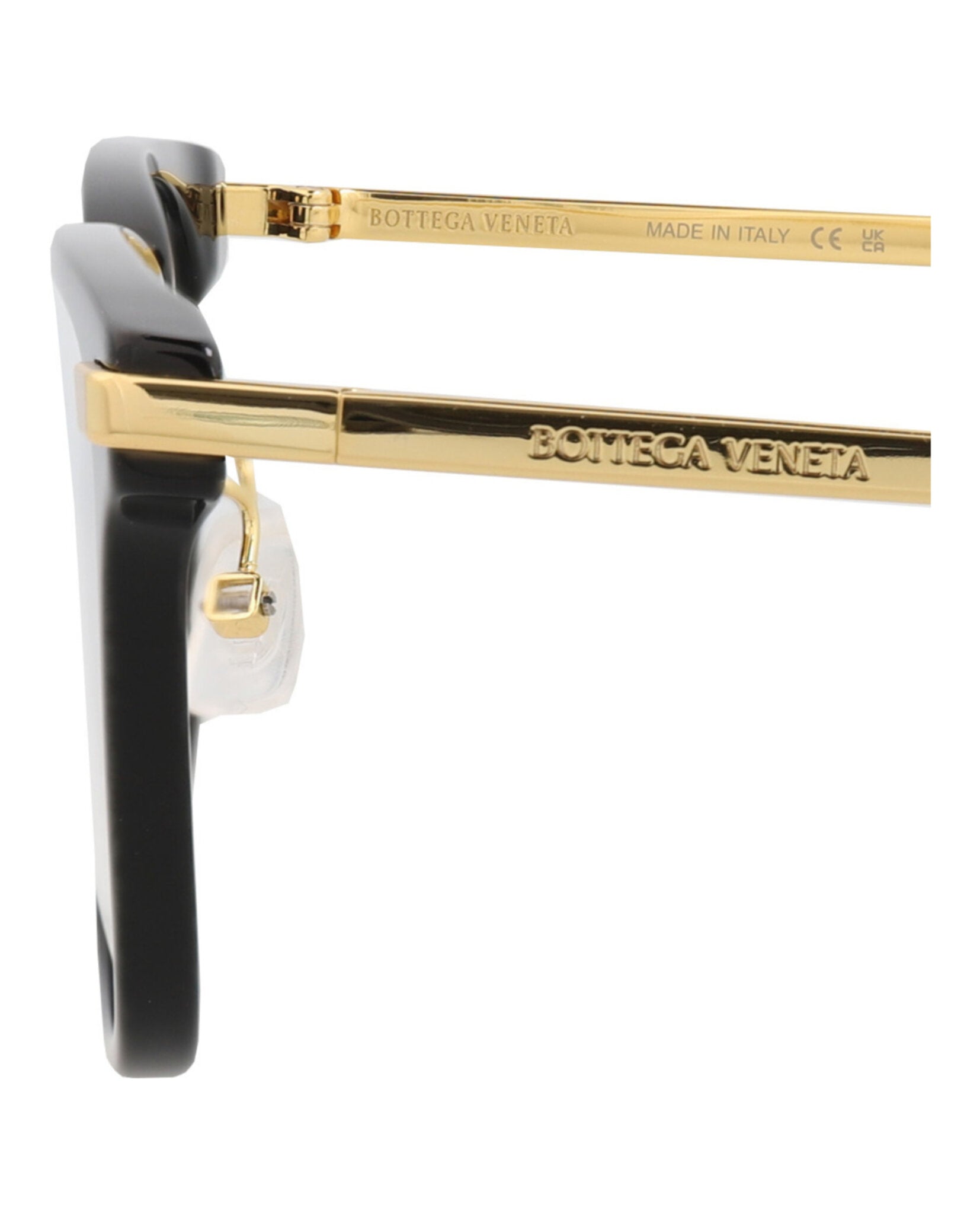 Bottega Veneta Bottega Veneta Unisex Square/Rectangle Black Gold Transparent Fashion Designer Eyewear