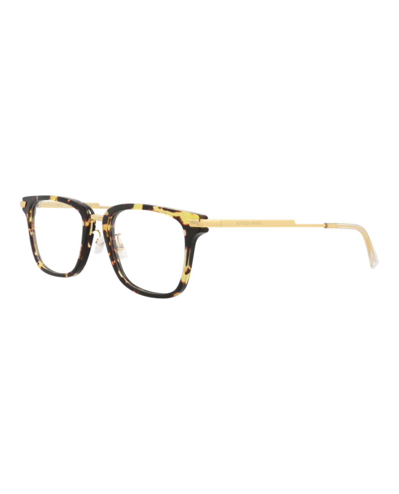 Bottega Veneta Bottega Veneta Unisex Square/Rectangle Havana Gold Transparent Fashion Designer Eyewear