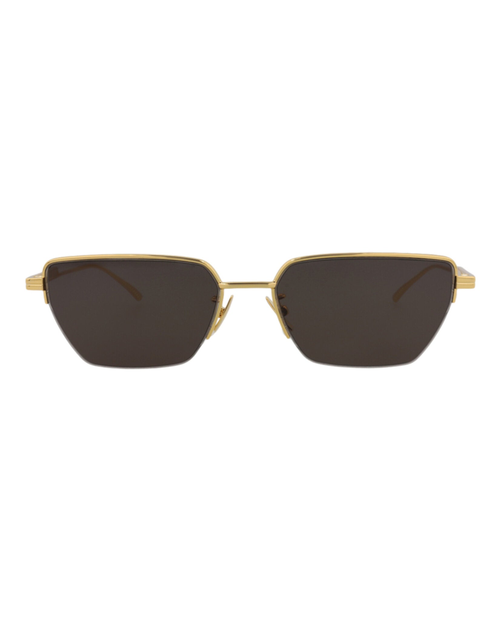 Bottega Veneta Unisex Square/Rectangle Gold Gold Grey Fashion Designer Eyewear