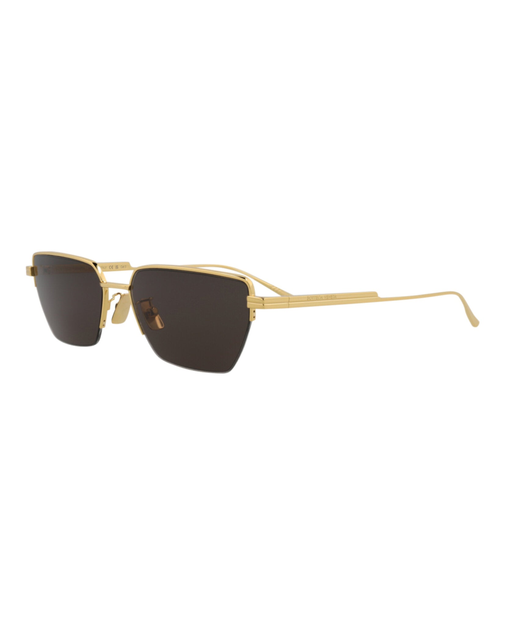Bottega Veneta Unisex Square/Rectangle Gold Gold Grey Fashion Designer Eyewear