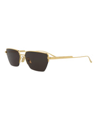 Bottega Veneta Unisex Square/Rectangle Gold Gold Grey Fashion Designer Eyewear