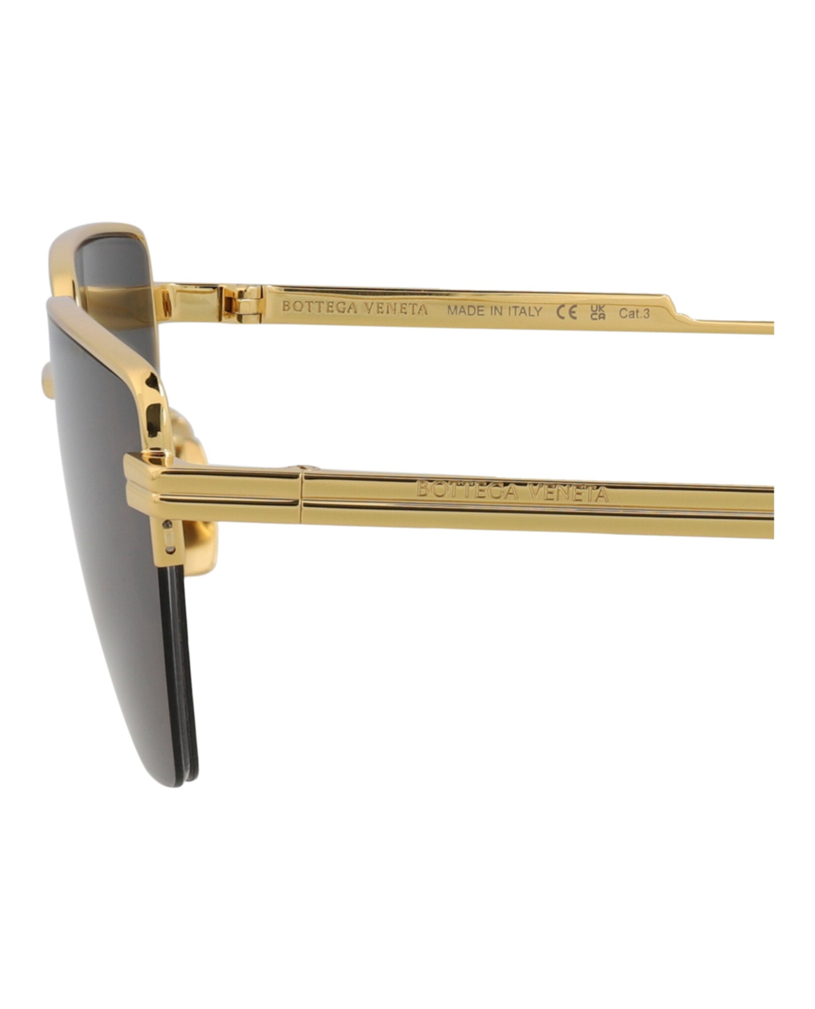 Bottega Veneta Unisex Square/Rectangle Gold Gold Grey Fashion Designer Eyewear