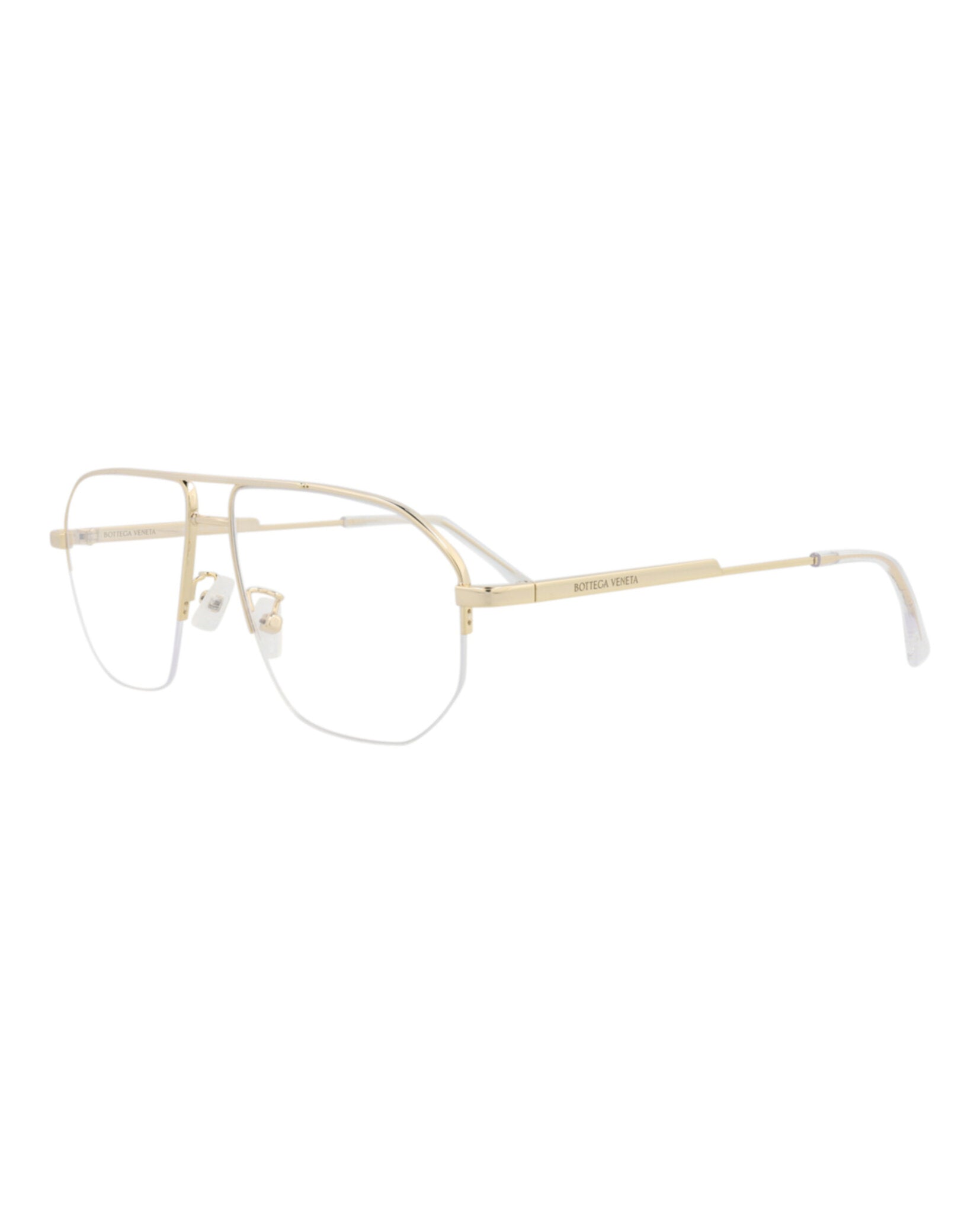 Bottega Veneta Bottega Veneta Mens Aviator Gold Gold Transparent Fashion Designer Eyewear