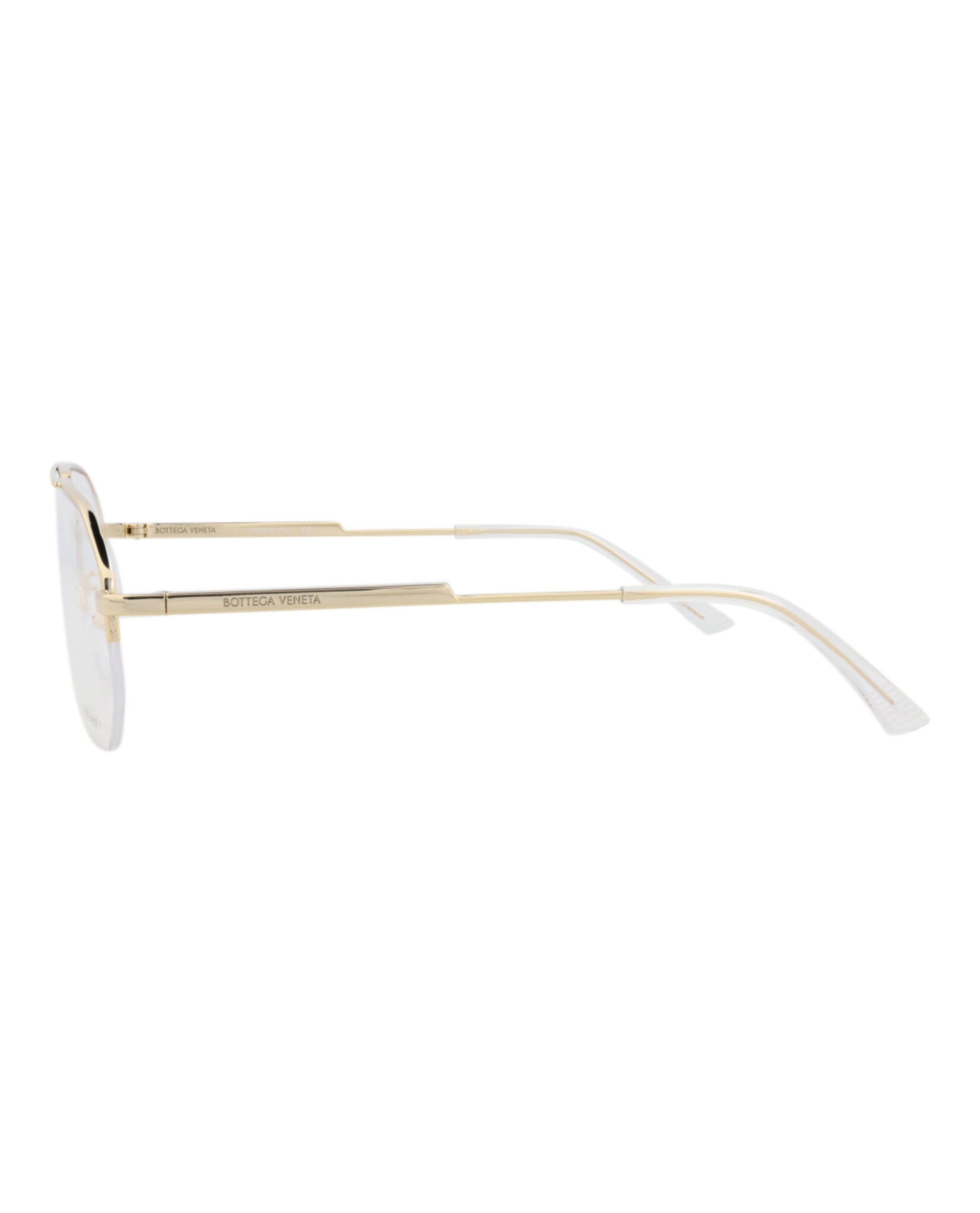 Bottega Veneta Bottega Veneta Mens Aviator Gold Gold Transparent Fashion Designer Eyewear