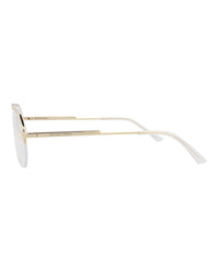 Bottega Veneta Bottega Veneta Mens Aviator Gold Gold Transparent Fashion Designer Eyewear