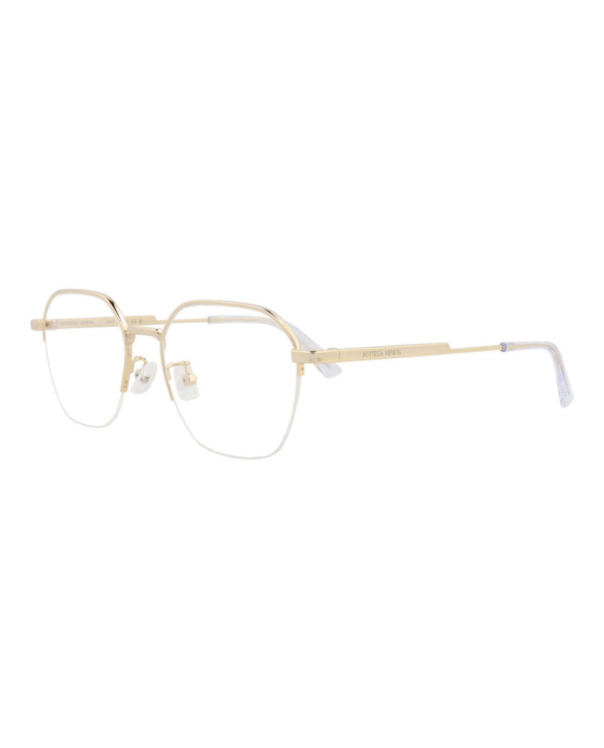 Bottega Veneta Mens Round/Oval Gold Gold Transparent Fashion Designer Eyewear