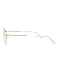 Bottega Veneta Mens Round/Oval Gold Gold Transparent Fashion Designer Eyewear