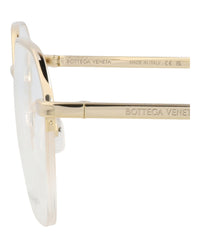 Bottega Veneta Mens Round/Oval Gold Gold Transparent Fashion Designer Eyewear