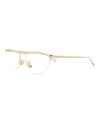 Bottega Veneta Womens Cat Eye Gold Gold Transparent Fashion Designer Eyewear