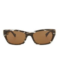 Bottega Veneta Unisex Square/Rectangle Brown Brown Brown Fashion Designer Eyewear